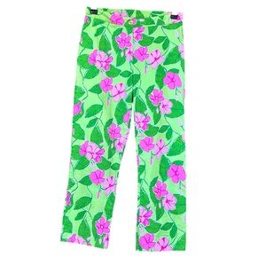 Vintage Lilly Pulitzer Floral Print Capri Cropped Pants Size 0P